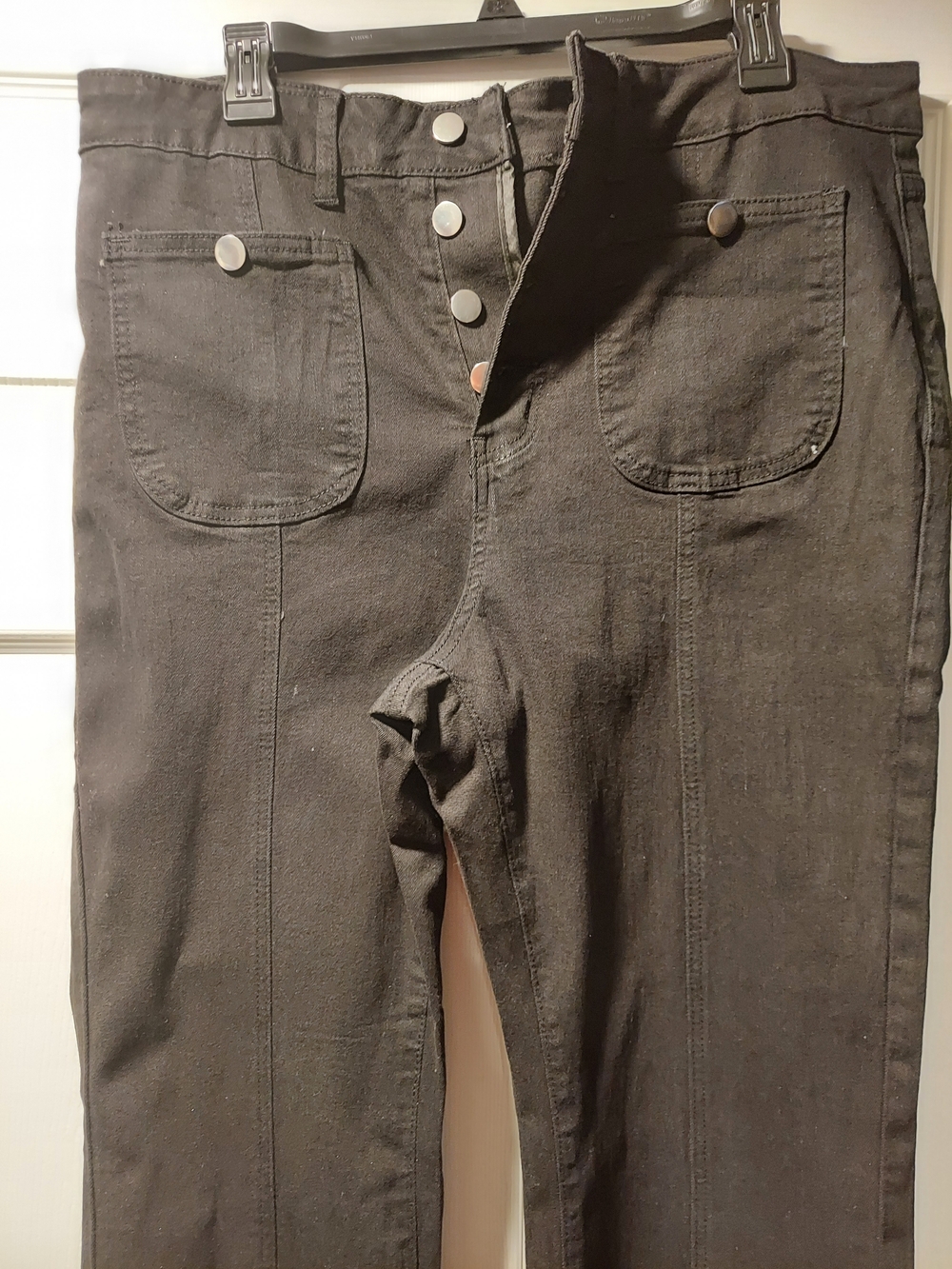 SHEIN Black Boot Cut Jeans with Front Patch Pockets